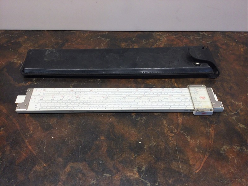Frederick Post Co. Versalog 1460 Slide Rule With Leather Case Hemmi Bamboo Japan