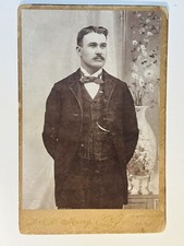 Photograph CDV Handsome Man Mustache Studio Cabinet Card New York City