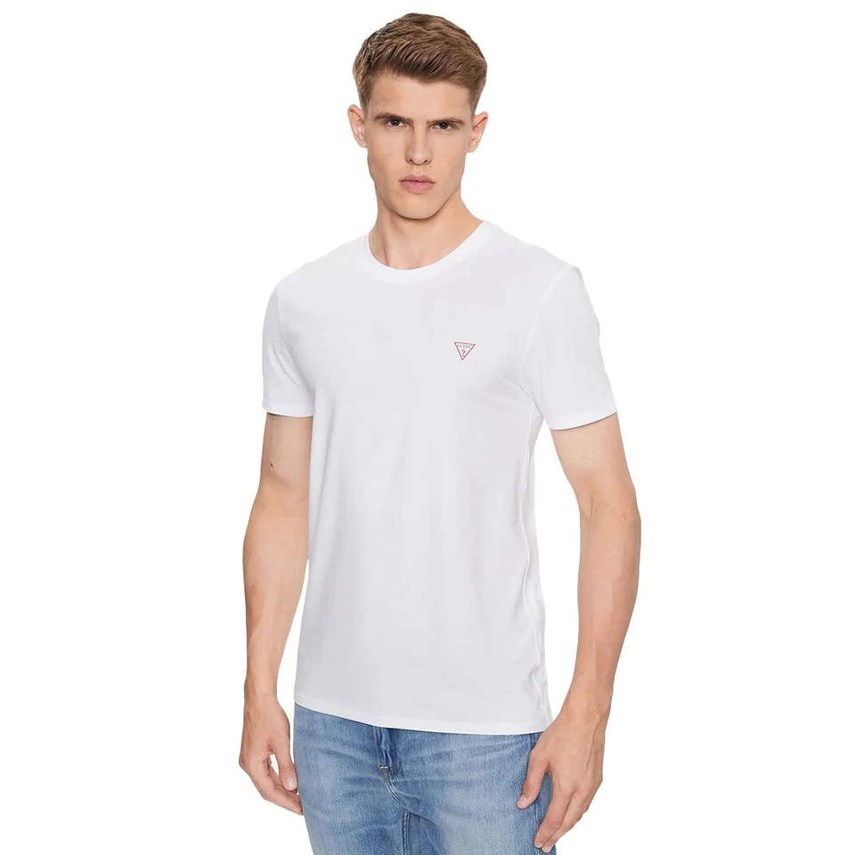 GUESS T-SHIRT UOMO MAGLIA COTONE JERSEY STRETCH LOGO TRIANGOLO BASIC M2YI36I3Z14 - Immagine 2 di 4