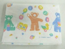 Vtg Beacon Baby Blanket Cotton Flannel Receiving Teddy Bears