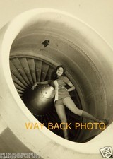 5" by 7" B W PHOTO REPRINT - PSA AIRLINES STEWARDESS - SUGGESTIVE POSE
