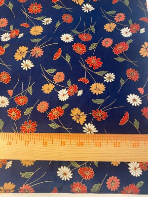 Robert Kaufman  floral cotton print with gold metallic  accents 36''x 44''