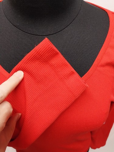 T-shirt Long Sleeve Crew Neck Solid Slim Fit Ladies RED SZ 1X NWT - Picture 3 of 8