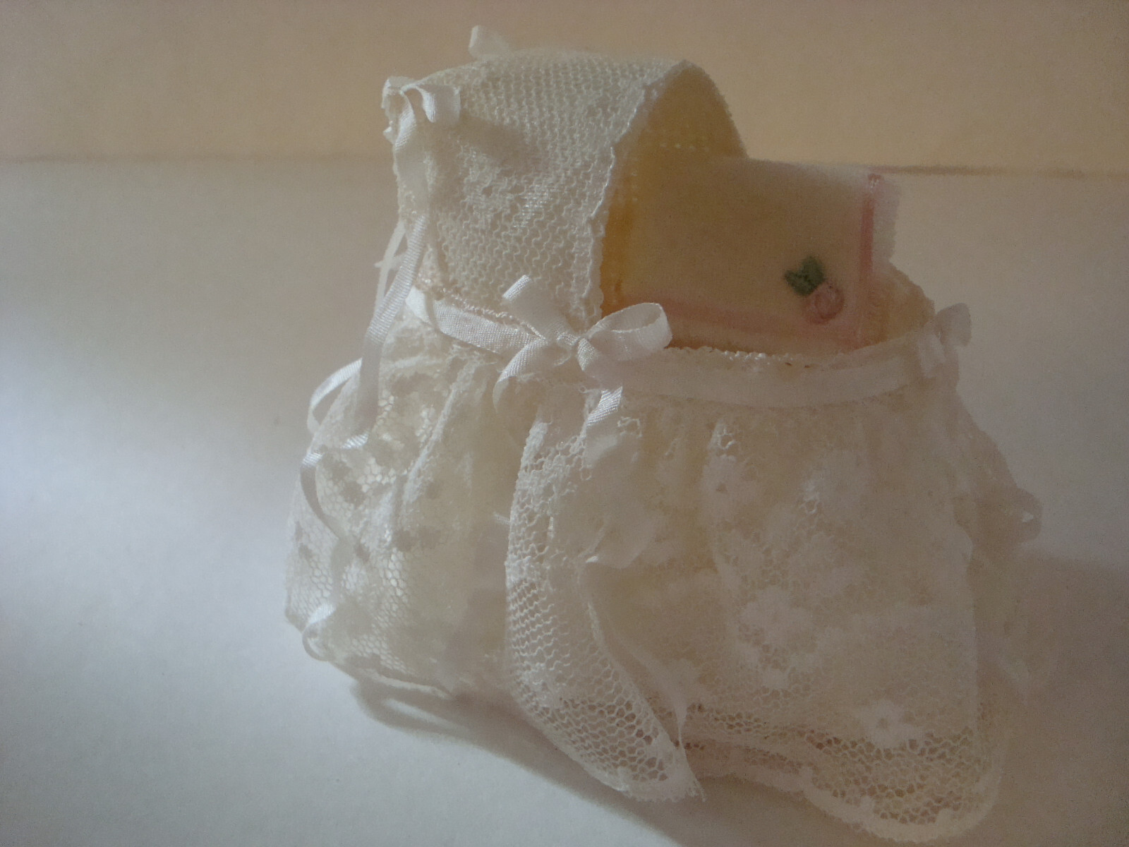 DOLLHOUSE FURNITURE Miniatures Baby Bassinet Lace