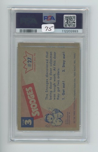 1959 Fleer The 3 (Three) Stooges Somehow I Have The..Gray Back #27 PSA 5 - Picture 2 of 2