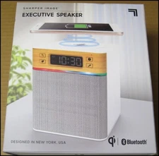 Sharper Image Executive Speaker Bluetooth Wireless Charging Pad Music White Qi