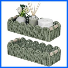 Elegant 2-Pack Bathroom Basket Organizer - Scalloped Design Storage Solution