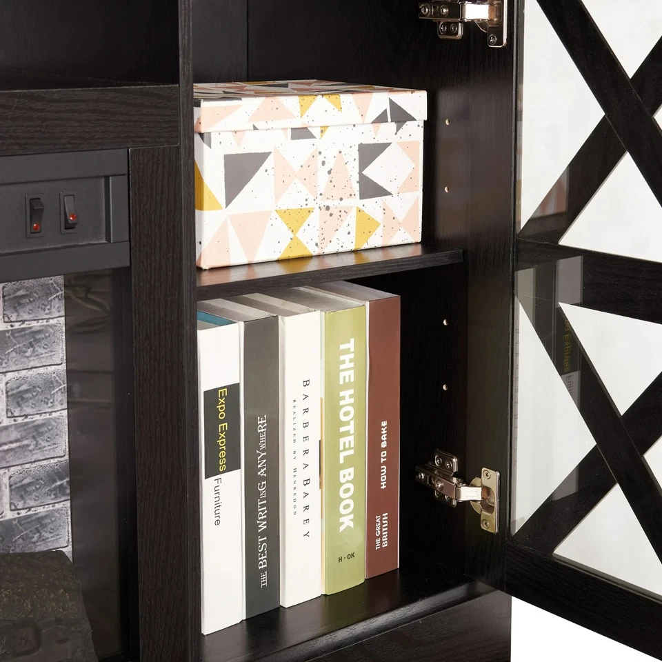 Soporte de TV para chimenea Mainstays Farmhouse para televisores de hasta 55", negro/nogal Foto 3 de 4