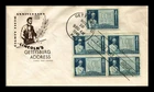 US COVER LINCOLN'S GETTYSBURG ADDRESS FDC SCOTT 978 BLOCK OF 4 HOUSE OF FARNAM