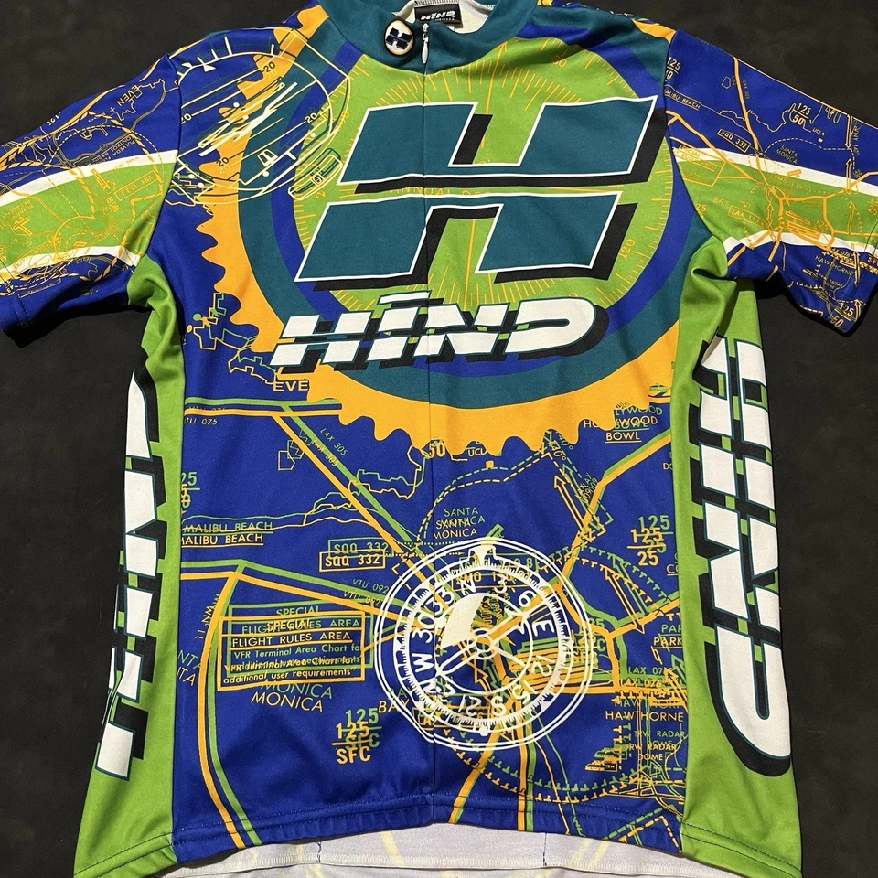 Camiseta deportiva de ciclismo trasera vintage hecha en EE. UU. años 90 Canari Florida naranja verde bolsillos cremallera Foto 2 de 4