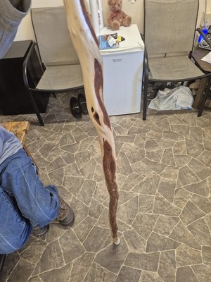 Handcrafted Diamond Willow Walking Stick with Rubber Tip, Hiking Cane