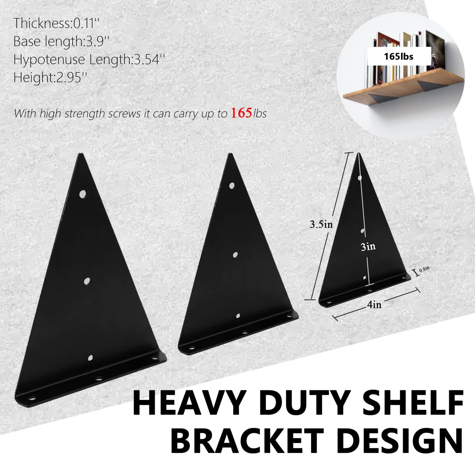4 Pack 4"x3" Floating Shelf Brackets Space Saving Triangle Hidden Shelf Brackets