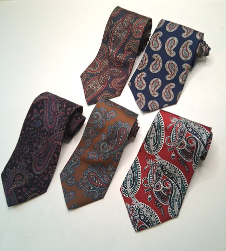 Lot of 5 Paisley Neckties Name Brands Assorted Sizes & Colors VTG to Modern