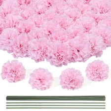 LFF 24Pcs Pink Carnation Artificial Flowers with Stems