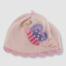  31 Art Walk Baby Girl's Pink Butterfly Knit Baby Hat Size 12M