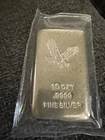 10 OZT .9999 Fine Silver Bar Eagle Design Hand Poured Bullion