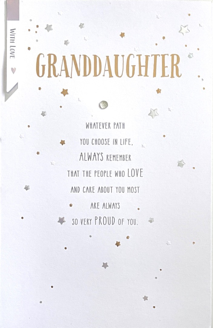 Granddaughter Birthday Card with Lovely Verse Proud of You Stars & Embellishment