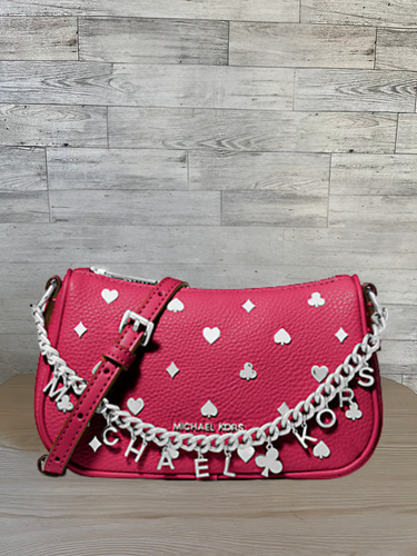 Michael Kors Carmela Pequeña Cartera Bolso de Mano Bandolera de Hombro Frambuesa Oscura - Imagen 2 de 12