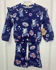 Disney Lilo  Stitch Girls Pajama Set Blue 2 Piece Long Sleeve Cartoon Size 3T
