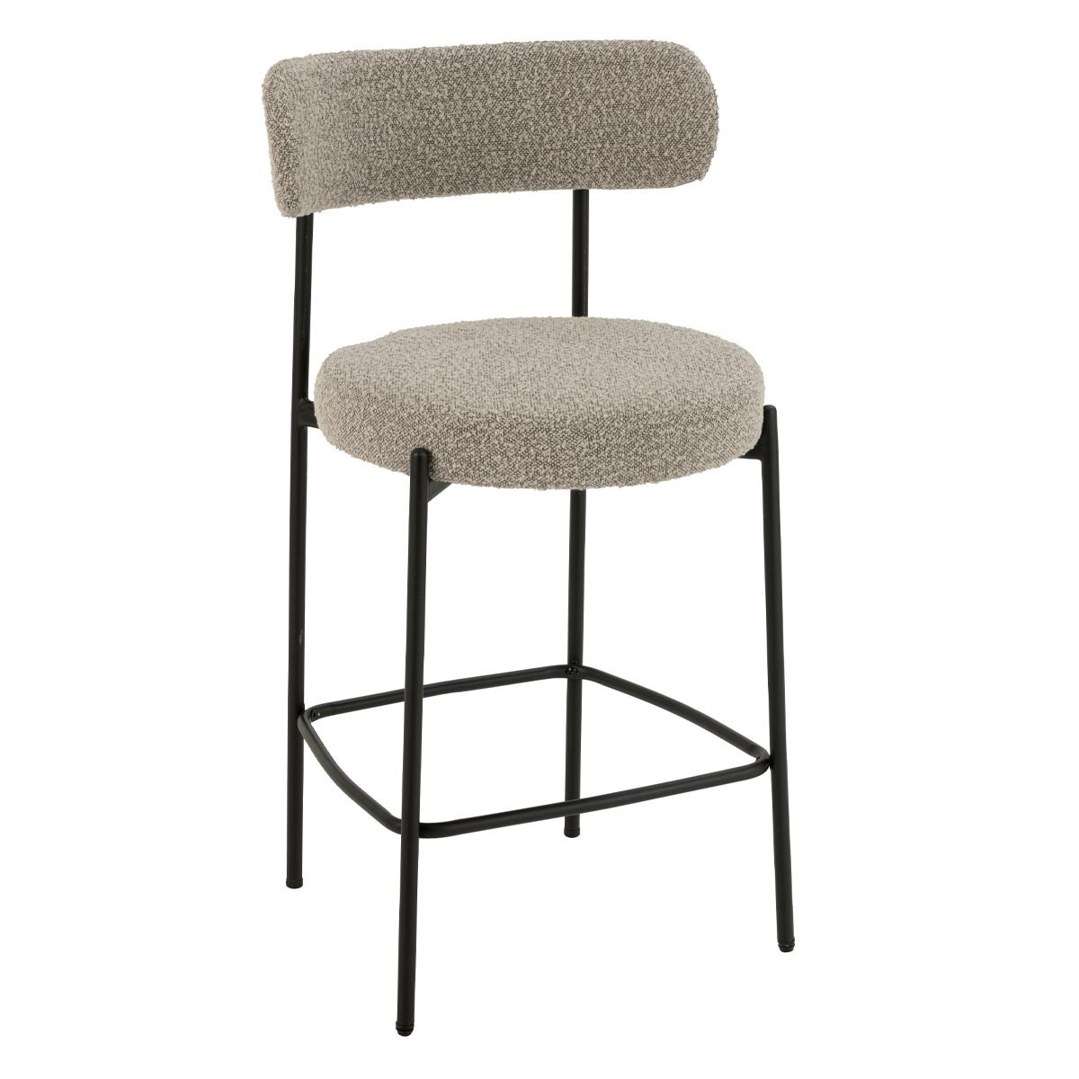 Chaise de bar gris Aldo en tissu bouclé de 97cm de hauteur pour îlot