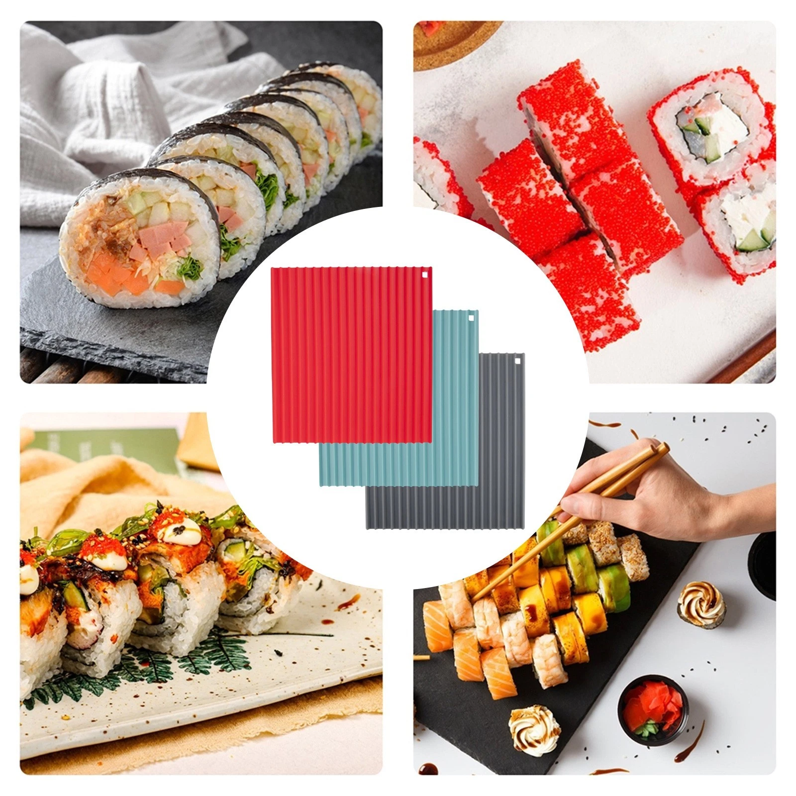 Create Your Own Sushi at Home with 3 Pcs Silicone Rolling Mats Kitchen Tool
Opens in a new window or