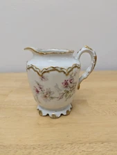Haviland & Co Limoges France  Creamer Pink & Blue Floral W/ Double Gold