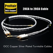 7N Copper Silver-Plated HiFi Audio RCA Phono LP Tonearm Cable with Ground Cable