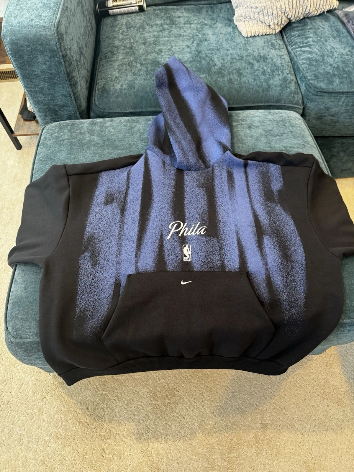 2026 Nike Philadelphia 76ers NBA Standard Issue Hoodie Black Blue NWT size-Large - product detail image 3