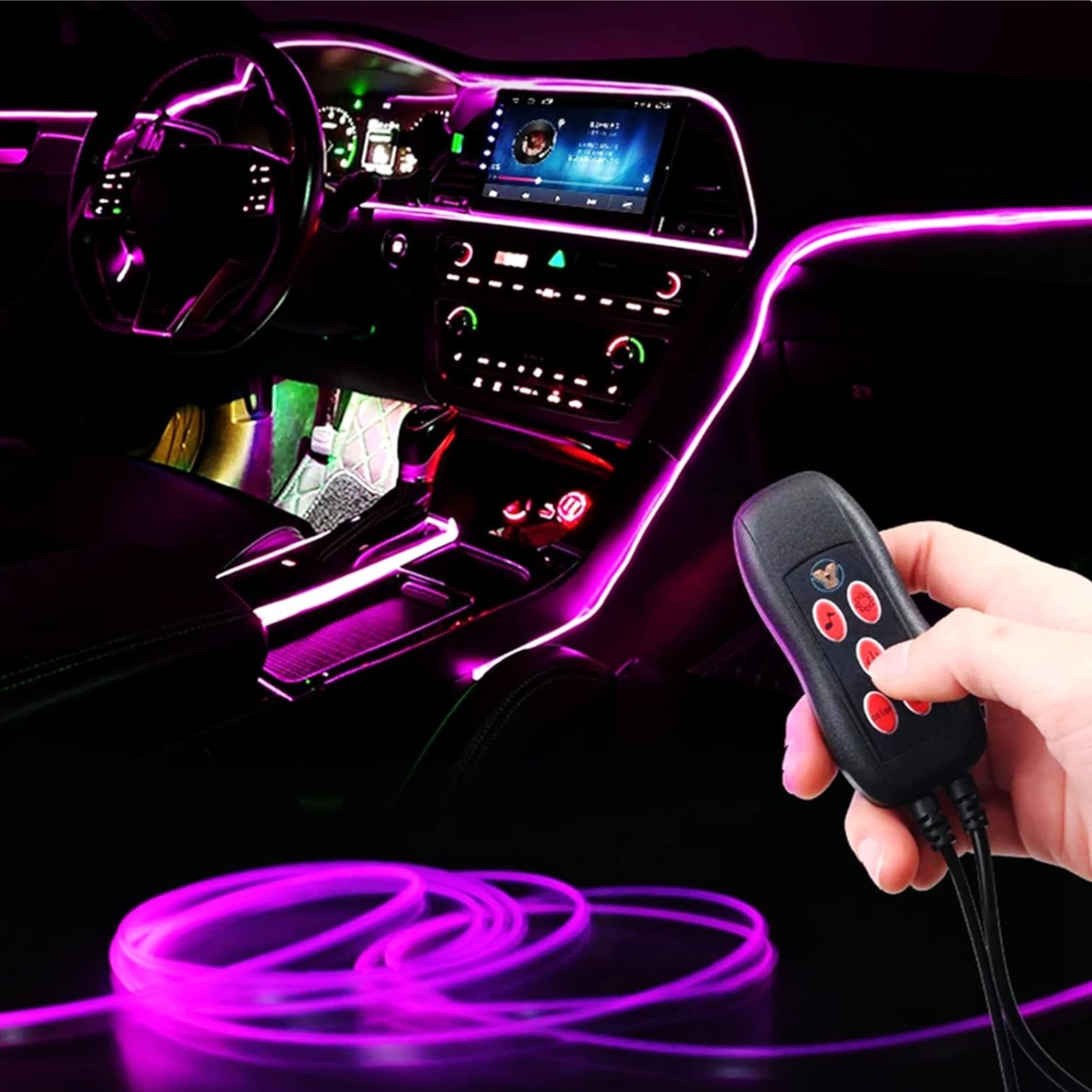 Bande LED Voiture RGB USB Ambiance Intérieure Ruban Lumineux Multi-Couleurs 4M