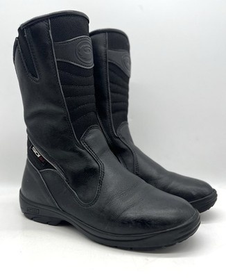 Mens SIDI Dry Waterproof Touring Motorcycle Boots, Black Leather, Size 8 /EU 40