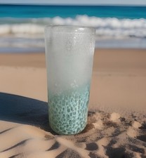 STUNNING GLASS BLOWN OCEAN WAVE TALL VASE BEACH DECOR