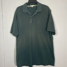 Burberry Men's Brit Short Sleeve Golf Polo Shirt Green Large L Flaw Faded
