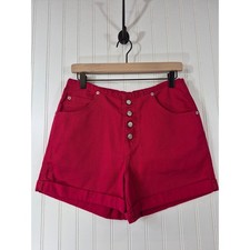 Vintage Gitano High Waisted Pink Denim Shorts Button Fly Cotton 10 Magenta 31"W