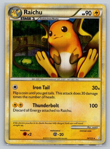 Raichu Holofoil Pokemon Holo Rare [HeartGold SoulSilver 10/123] Lightly Played