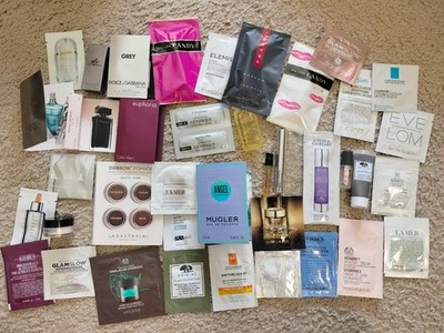 40 Luxury High End Skincare Perfume Cosmeticas Samples La Mer Prada Lancome Etc