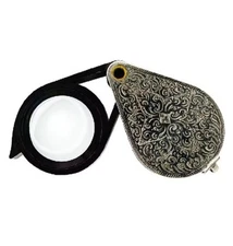 Silver Loupe Amulet Magnifier Jewellers Eye Folding Pocket Full HD 20X Lens