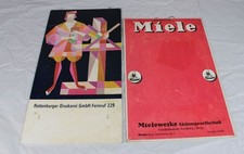 C1/ 2x Papp Reklame - Miele Freiburg + Rottenburger Druckerei 50er Jahre /S313