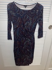 Talbots Women’s Casual Paisley Knit Wrap Dress XS