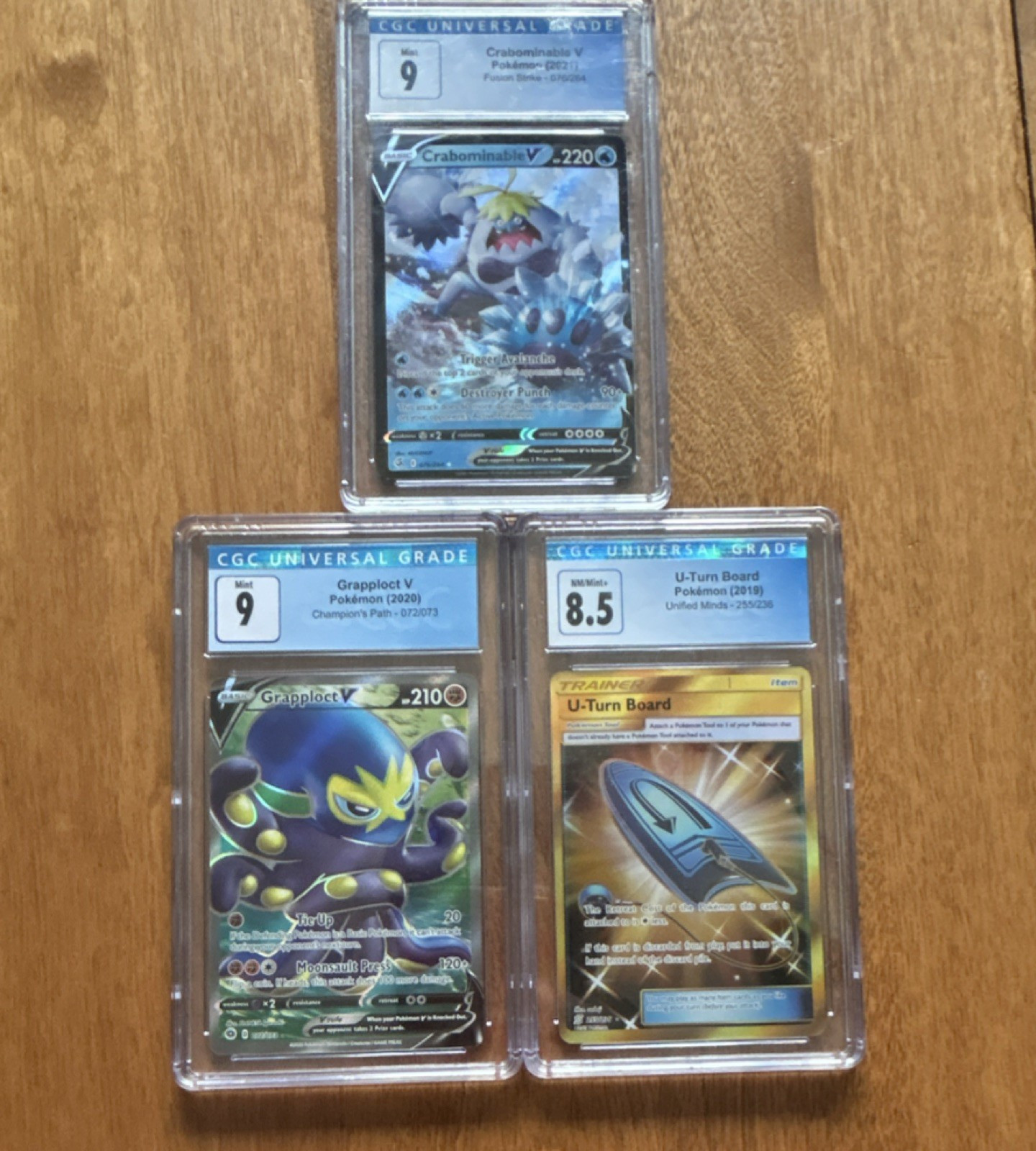 Pokémon CGC Graded Card Lot Crabominable V Grapploct V U-Turn Board