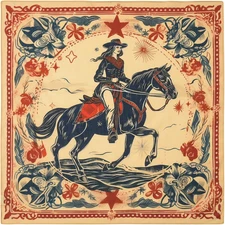 22"x22" Vintage Cowgirl 100% Cotton Bandana Multi-Purpose Bright Star