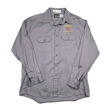 Bulwark Flame Resistant Shirt Large Long Excel FR Blue Striped Workwear CAT 2