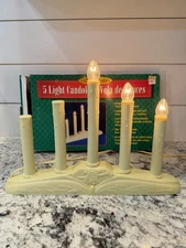 5 Light Candolier Candelabra Electric Christmas Window Candles Drip Wax TESTED