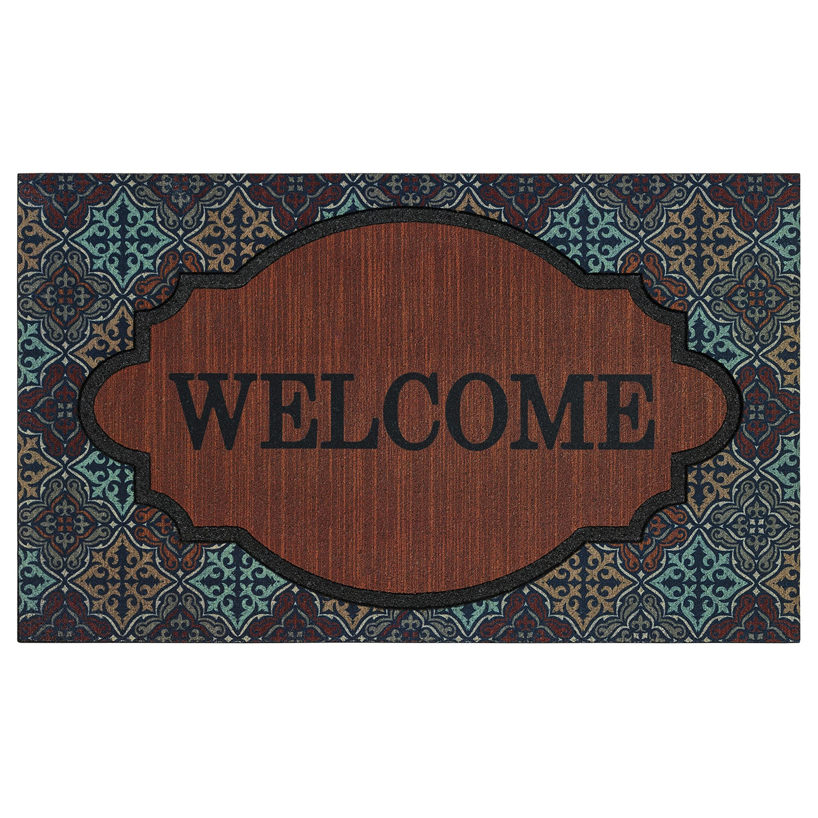 Entryway Door Mat 1.5 x 2.5 Feet Eco-Friendly All-Weather Outdoor Non-Slip Recycled Design for Home and Patio Use