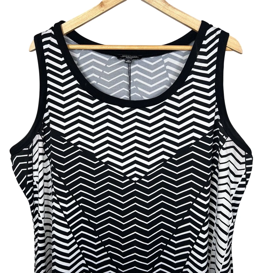Vestido Notations para mujer talla 2X sin mangas blanco y negro maxi *defecto* Foto 3 de 4