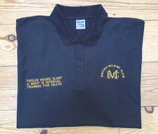 British Milers Club Medium Jerzees Black Polo Top Vintage Rare pit/pit 22"/56cm