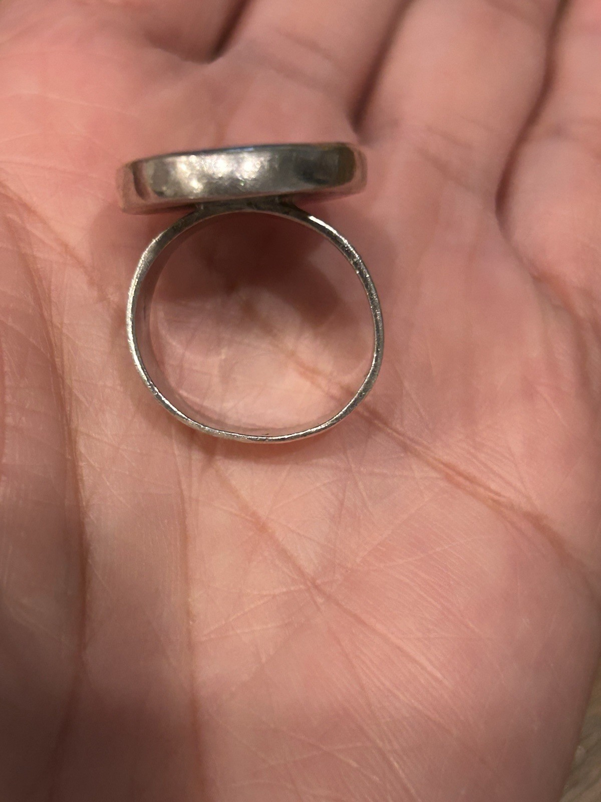 Large Sterling Silver Flat Turquoise Ring - image 14