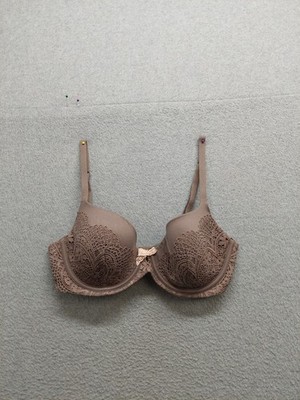 Victorias Secret Women T Shirt Bra 32D Brown Full Coverage Padded Underwire Wear
