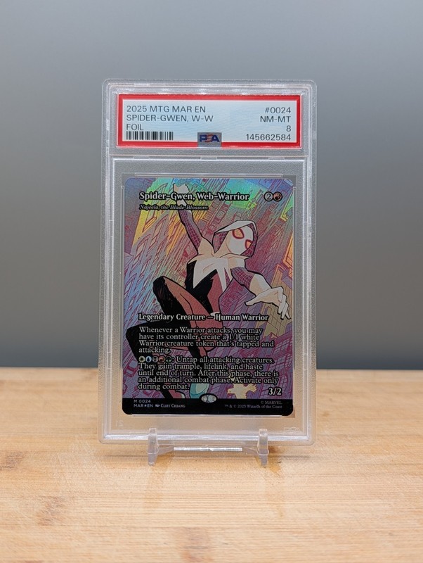 2025 Magic the Gathering Marvel Spider Man Spider Gwen #24 Foil PSA 8