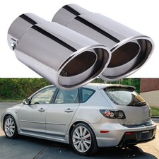 Pairs Rear Exhaust Pipe Tail Muffler Silver Tip 38-54mm For 2007 Mazdaspeed3