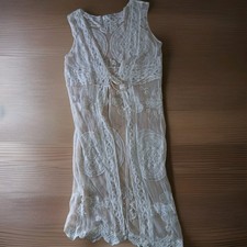 Romantic Sheer Lace Kimono Duster Cardigan M Boho Embroidered Cover Up Ethereal